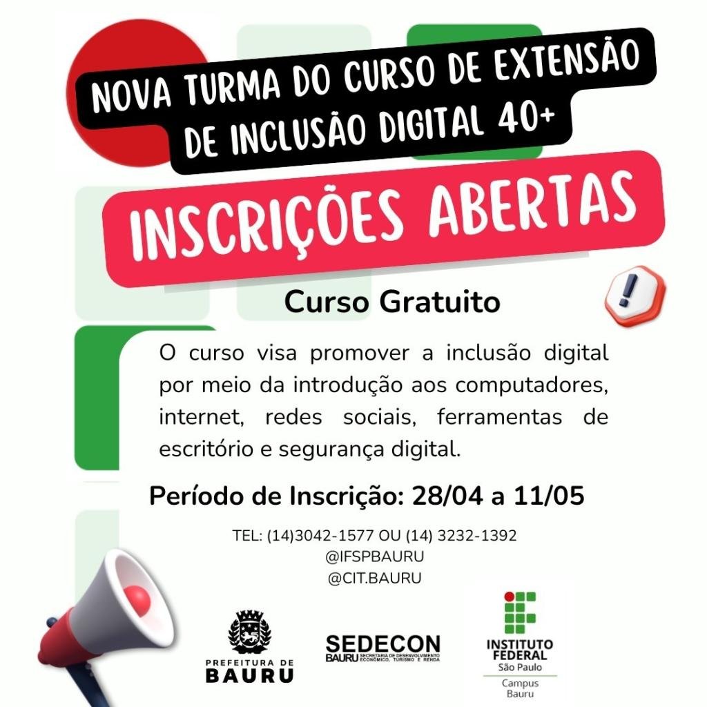 Curso de Inclusão Digital 40+ em Bauru: Inscrições Abertas com Vagas Gratuitas