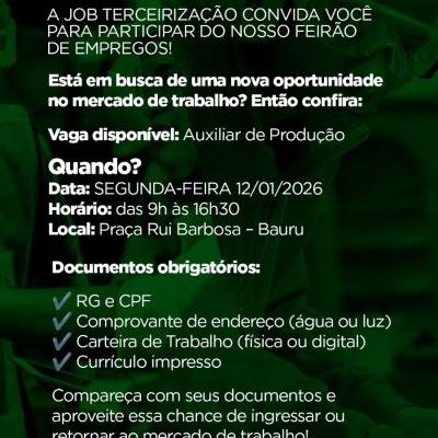 Sedecon apoia seleção com 610 vagas para auxiliar de produção em Bauru