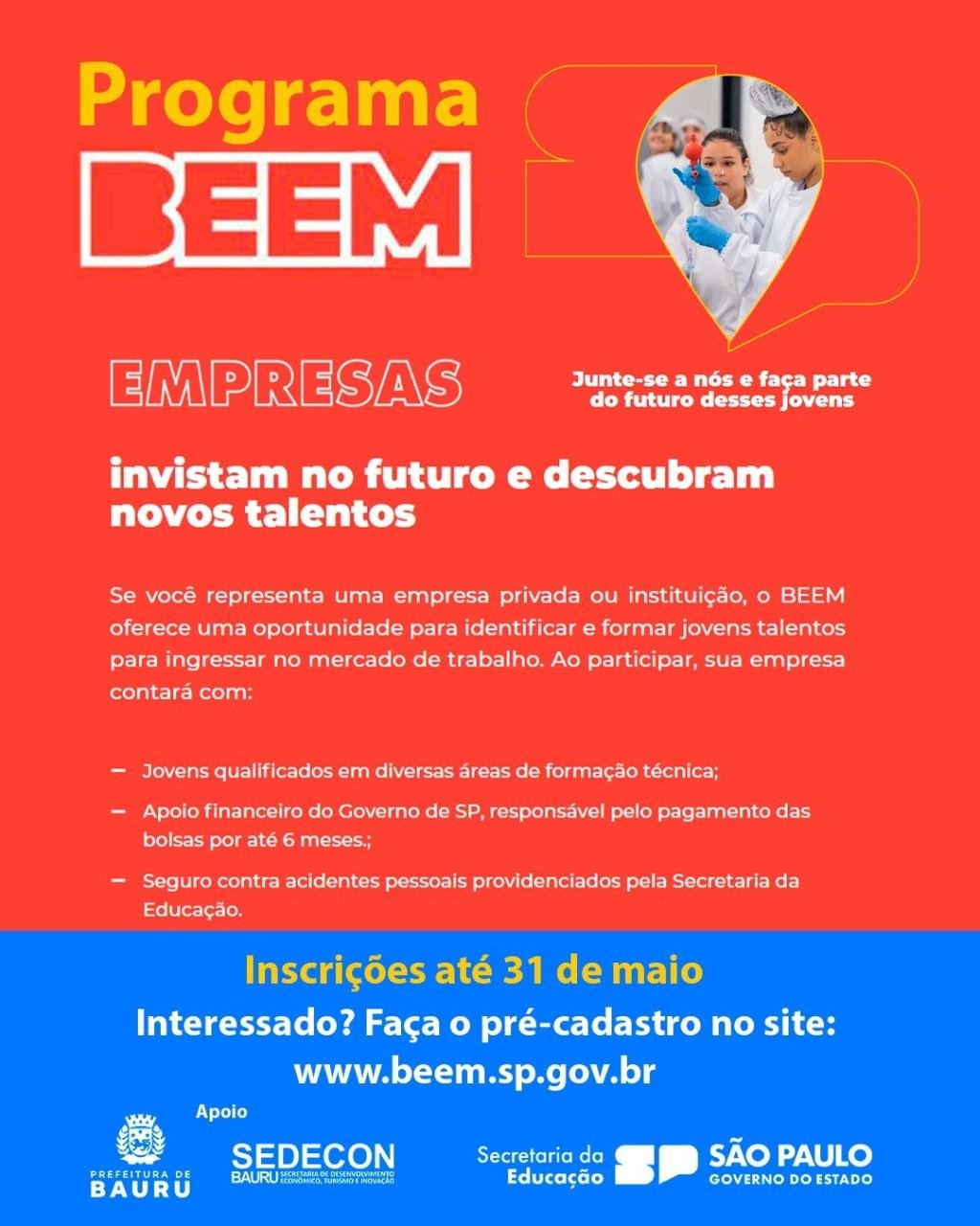 Bolsa Estágio Ensino Médio (BEEM): Sedecon Bauru apoia programa que oferece vagas remuneradas para estudantes