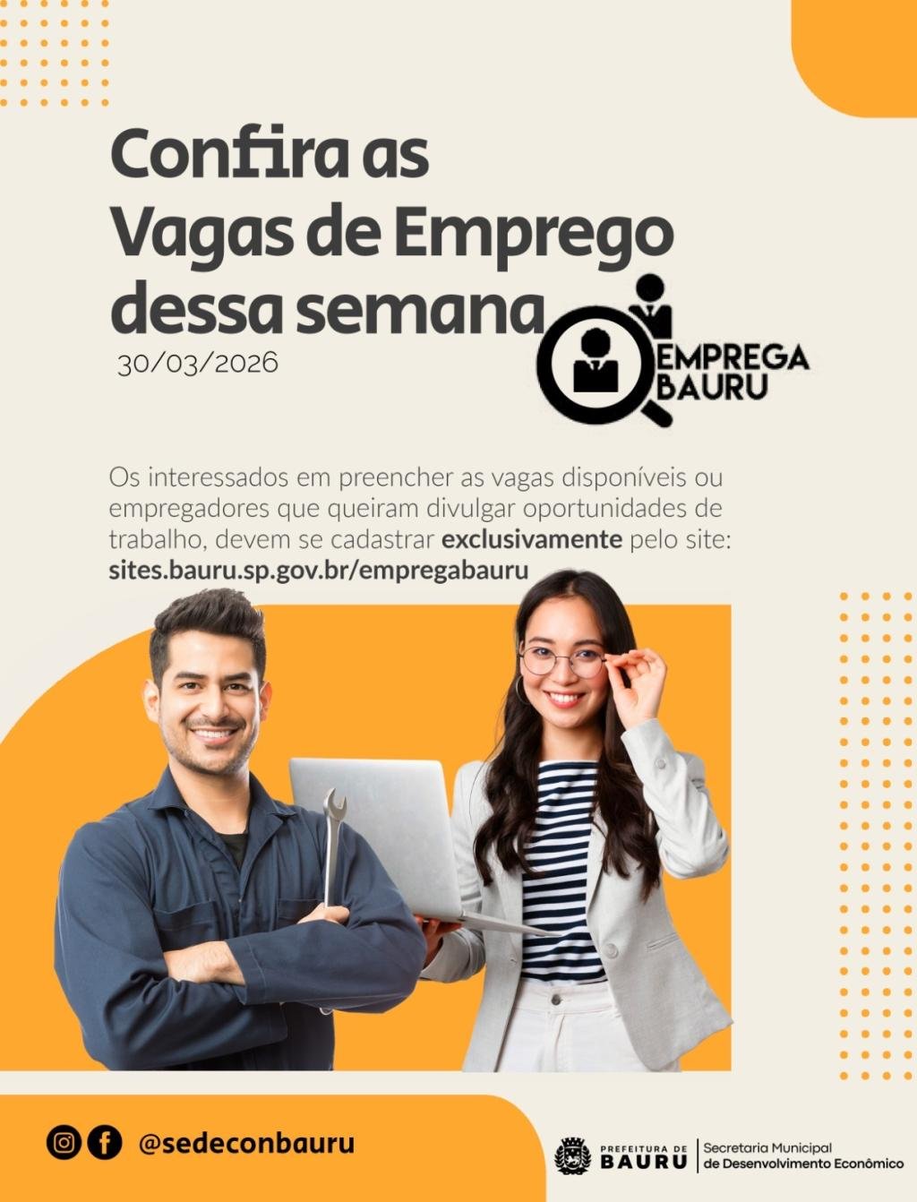 Emprega Bauru: vagas de emprego atualizadas da semana em Bauru