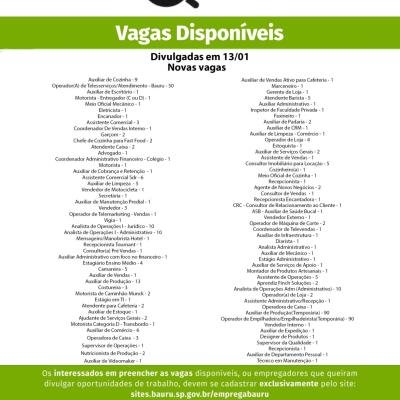 Emprega Bauru: vagas da semana - 13/01/2025