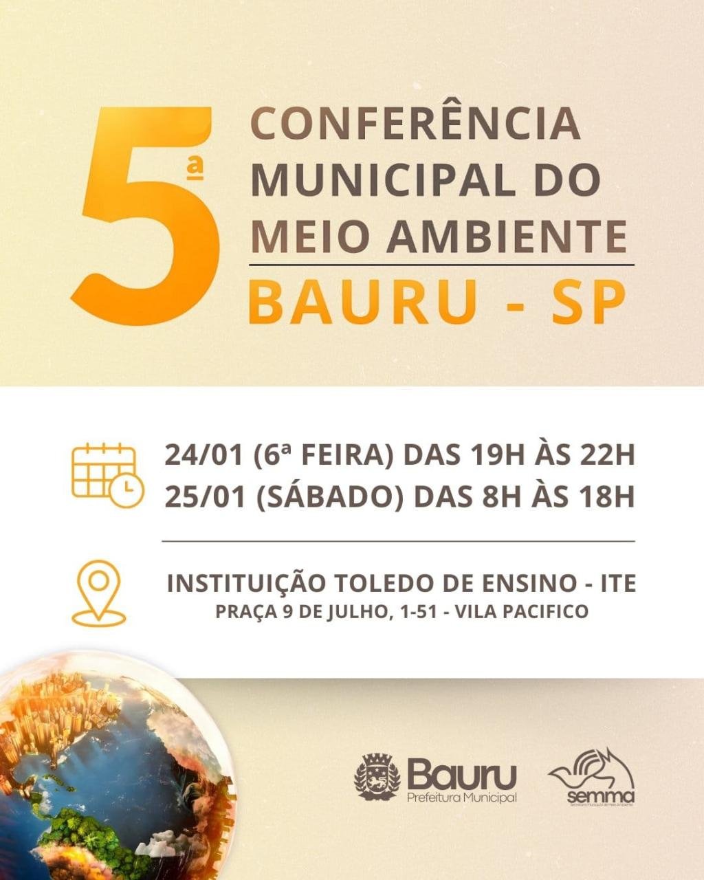 Conferência Municipal do Meio Ambiente de Bauru está com inscrições abertas até quarta-feira