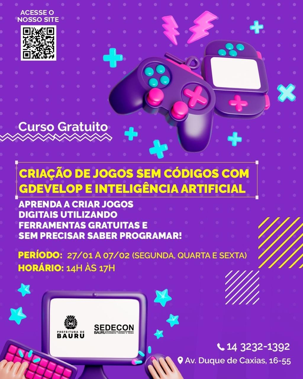 ‘Criação de jogos sem códigos com GDevelop e Inteligência Artificial’ será o primeiro curso de 2025 oferecido pelo CIT