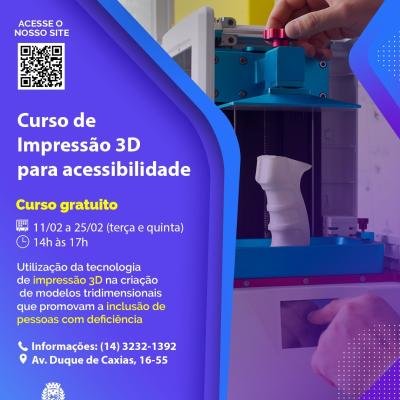 Curso ‘Impressão 3D para a Acessibilidade’ está com inscrições abertas no CIT
