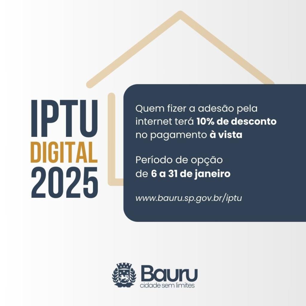 Adesão ao IPTU Digital continua até o dia 31 de janeiro