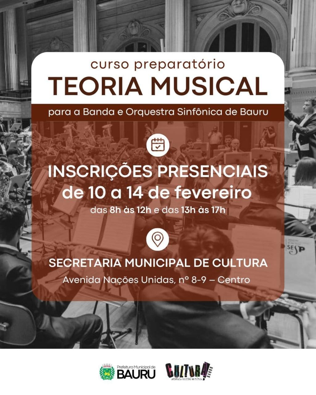 Secretaria de Cultura encerra inscrições para curso preparatório para Banda e Orquestra e iniciação musical nesta sexta-feira