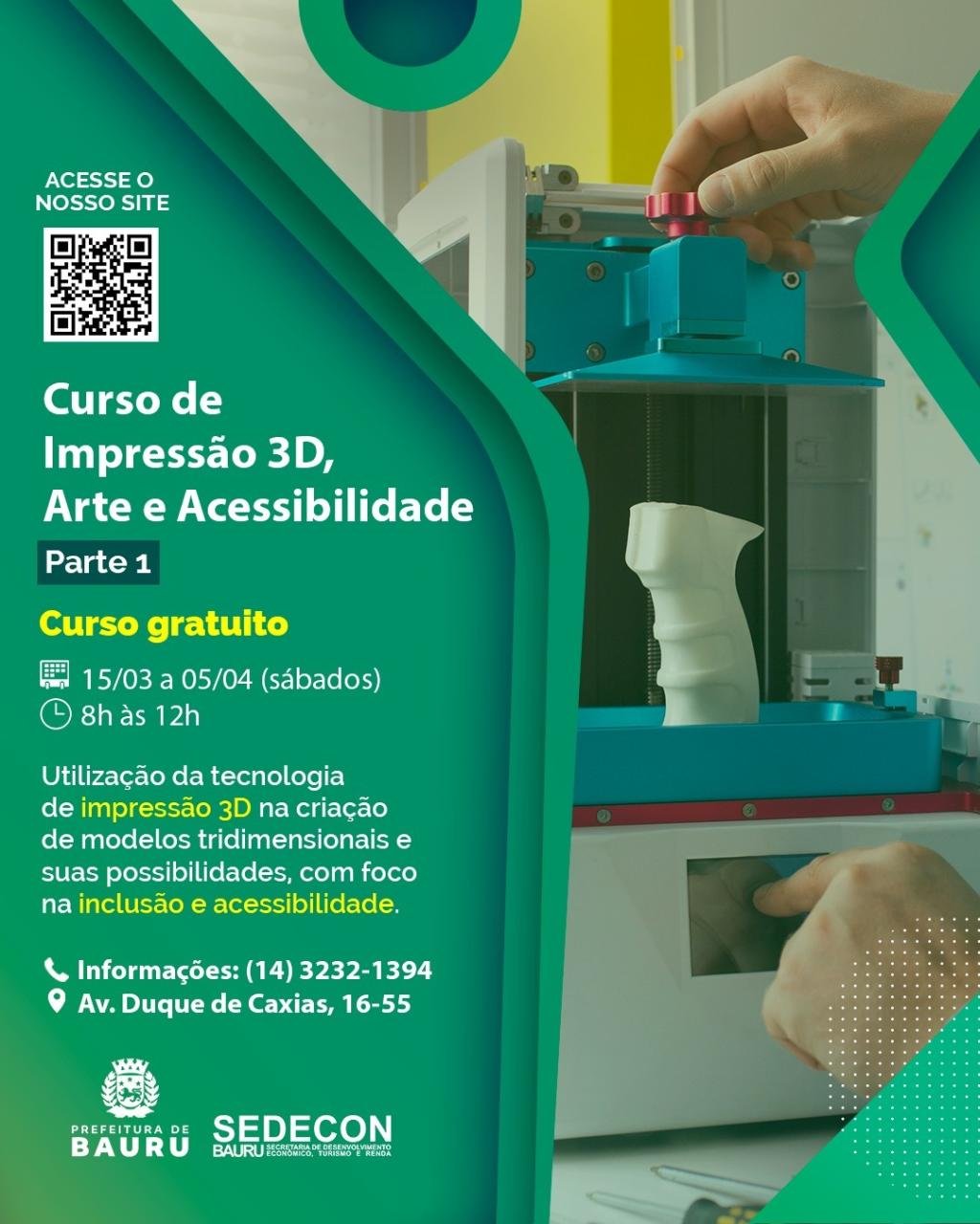 Curso ‘Impressão 3D, Arte e Acessibilidade - Parte 1’ está com inscrições abertas no CIT