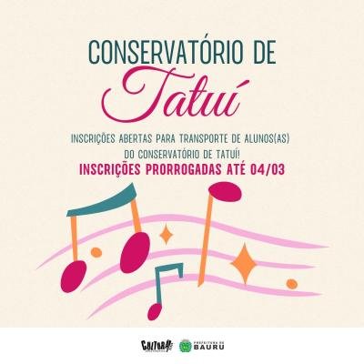 Secretaria de Cultura prorroga inscrições para o transporte de alunos ao Conservatório de Tatuí