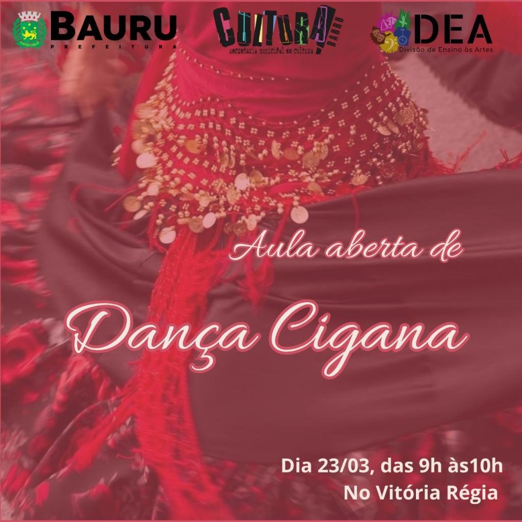 Secretaria de Cultura promove aula de dança cigana no Vitória Régia neste domingo