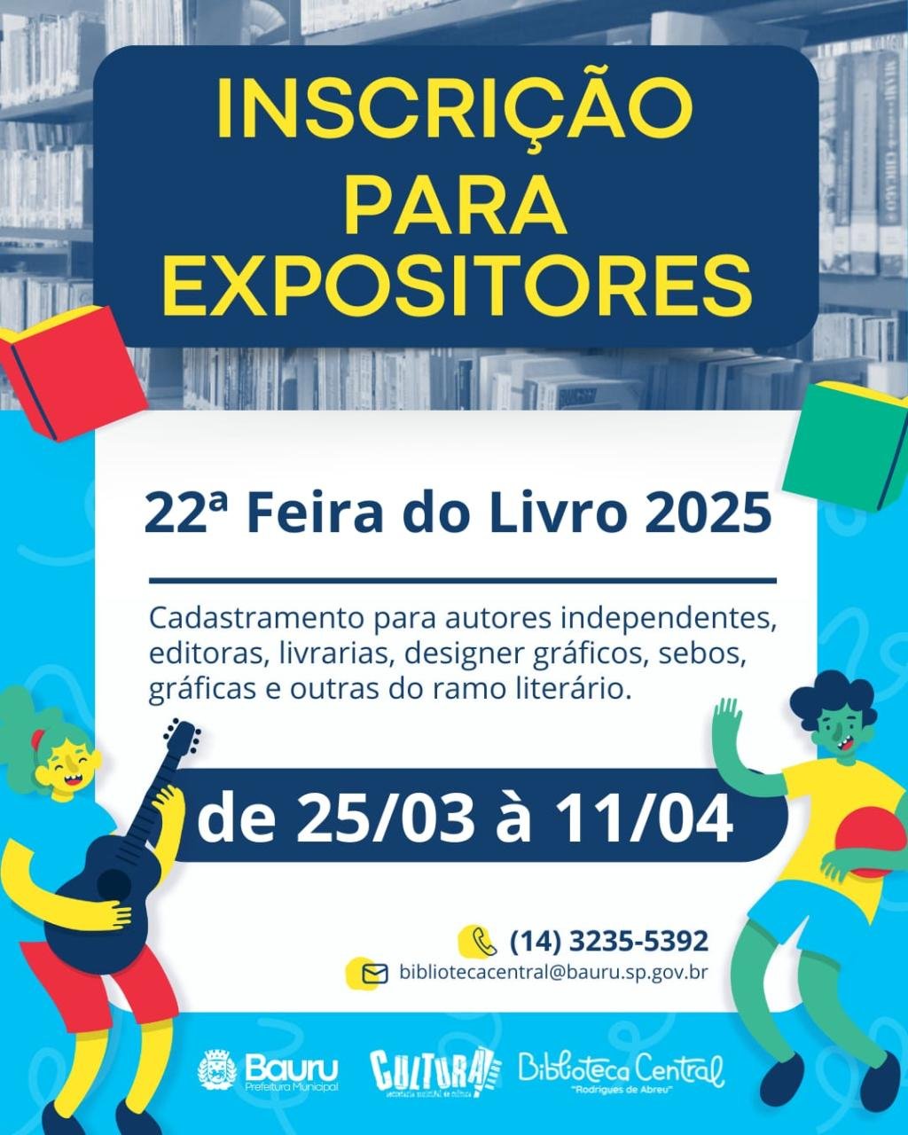Secretaria de Cultura abre inscrições de expositores para a 22ª Feira do Livro
