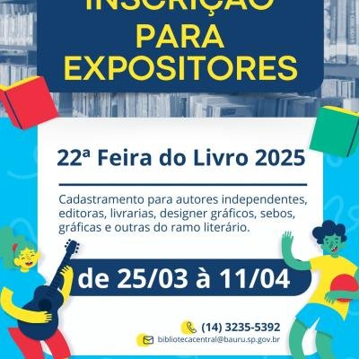 Secretaria de Cultura abre inscrições de expositores para a 22ª Feira do Livro
