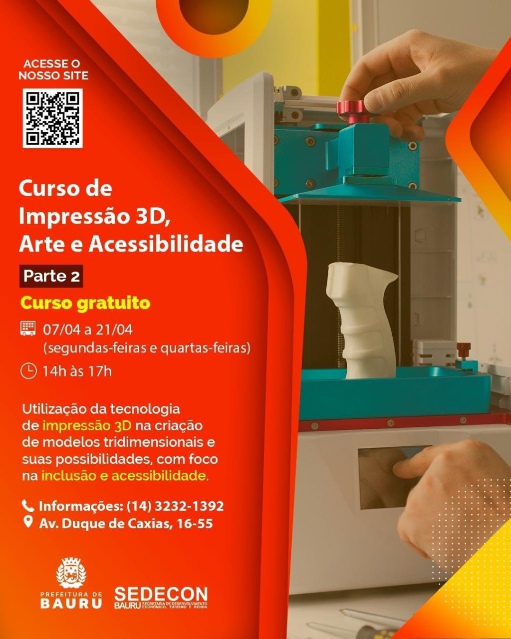 Curso ‘Impressão 3D, Arte e Acessibilidade - Parte 2’ continua com inscrições abertas no CIT
